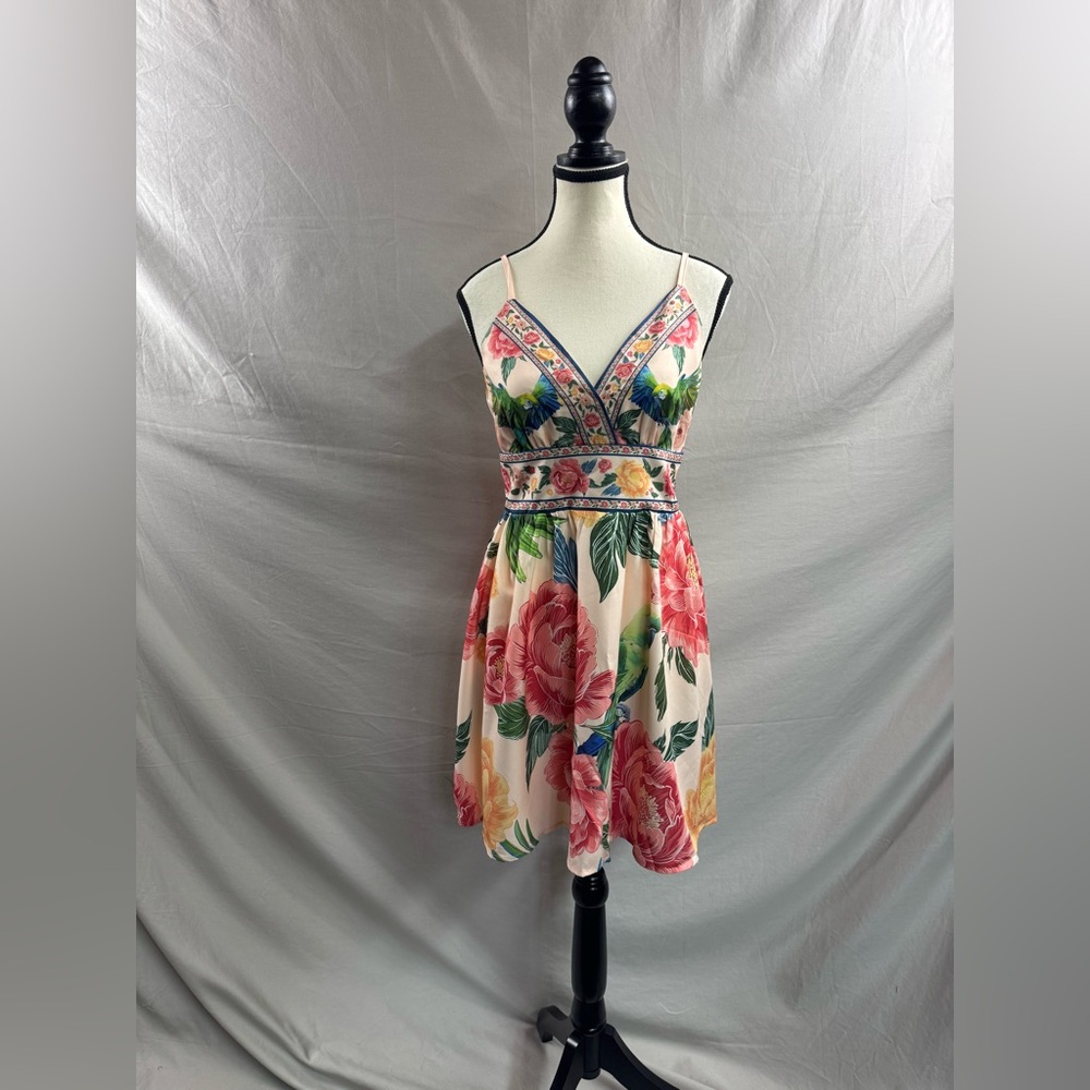 Boho Floral Print V-Neck Mini Dress - Picture 8 of 9